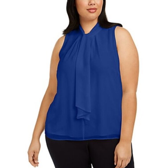 Calvin Klein Plus Size Ruffle-Front Blouse - Picture 1 of 5